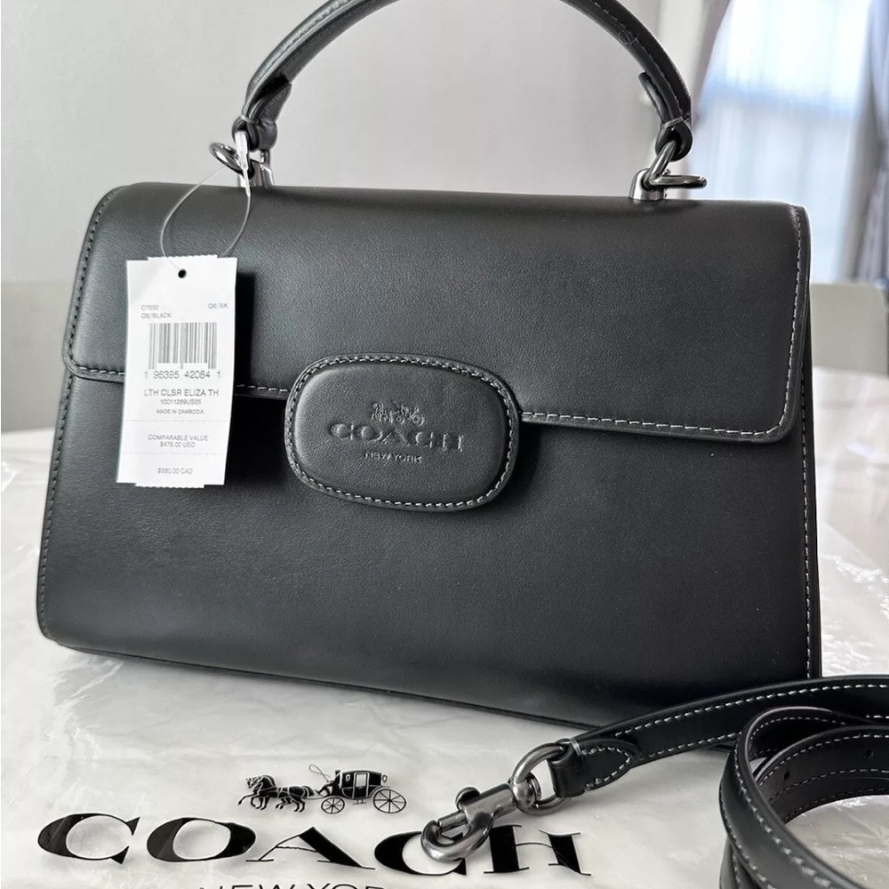 Coach Black Leather Top-Handle Satchel